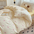 thumbnail image 2 of 2 Pieces Bow Jacquard Duvet Cover Cartoon Pink Bowknot Pattern Comforter Cover Soft Breathable Cute Coquette Bedding,Twin Size, 2 of 6