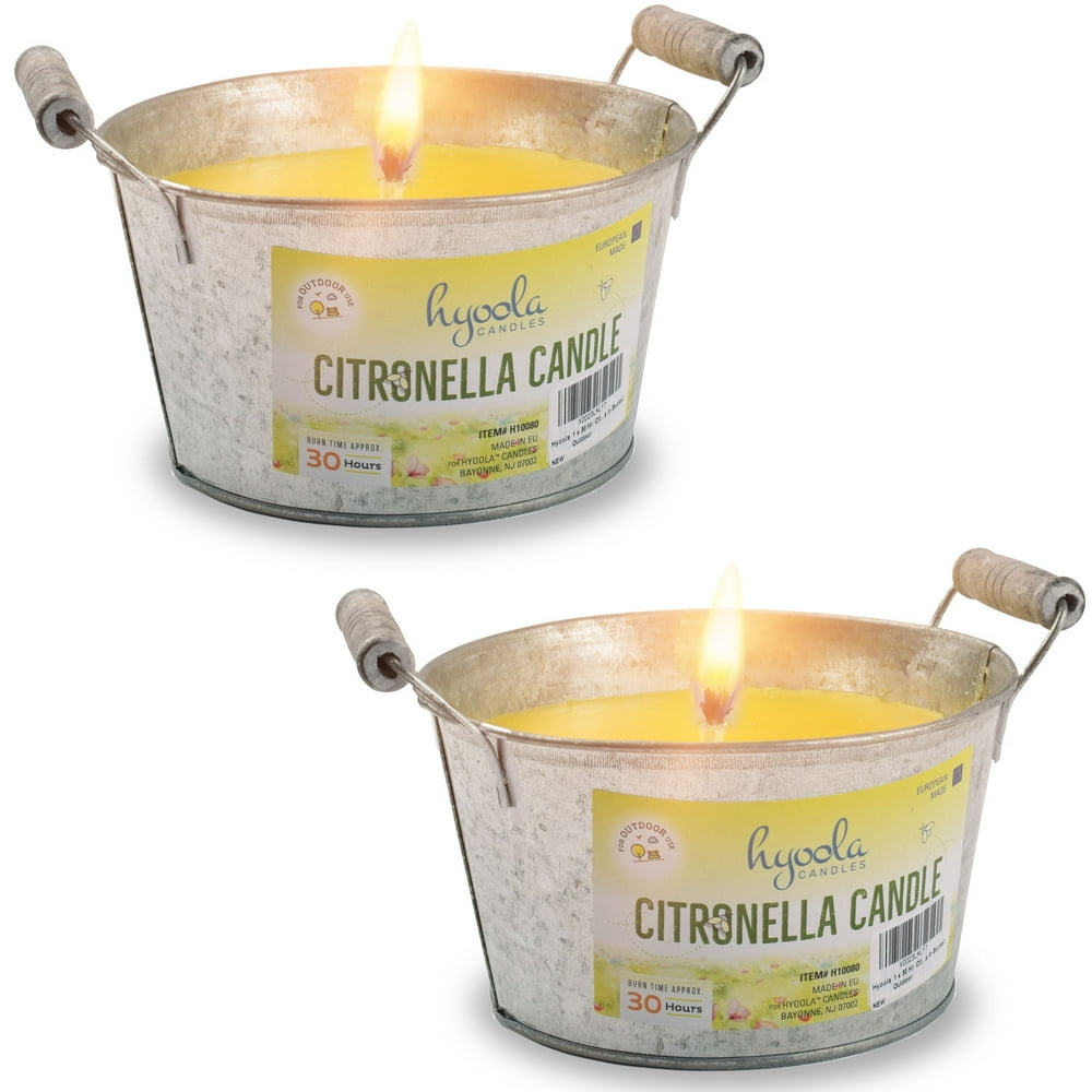 Hyoola, 30 Hour Large Citronella Candles Silver Outdoor Bucket (2