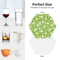 thumbnail image 4 of KLL Drink Coasters Set Hexagon of 4,PU Leather Absorbent Coasters Set Decorative Coffee Cup Coasters Housewarming Gift for Home Decor-Green White Flowers, 4 of 5
