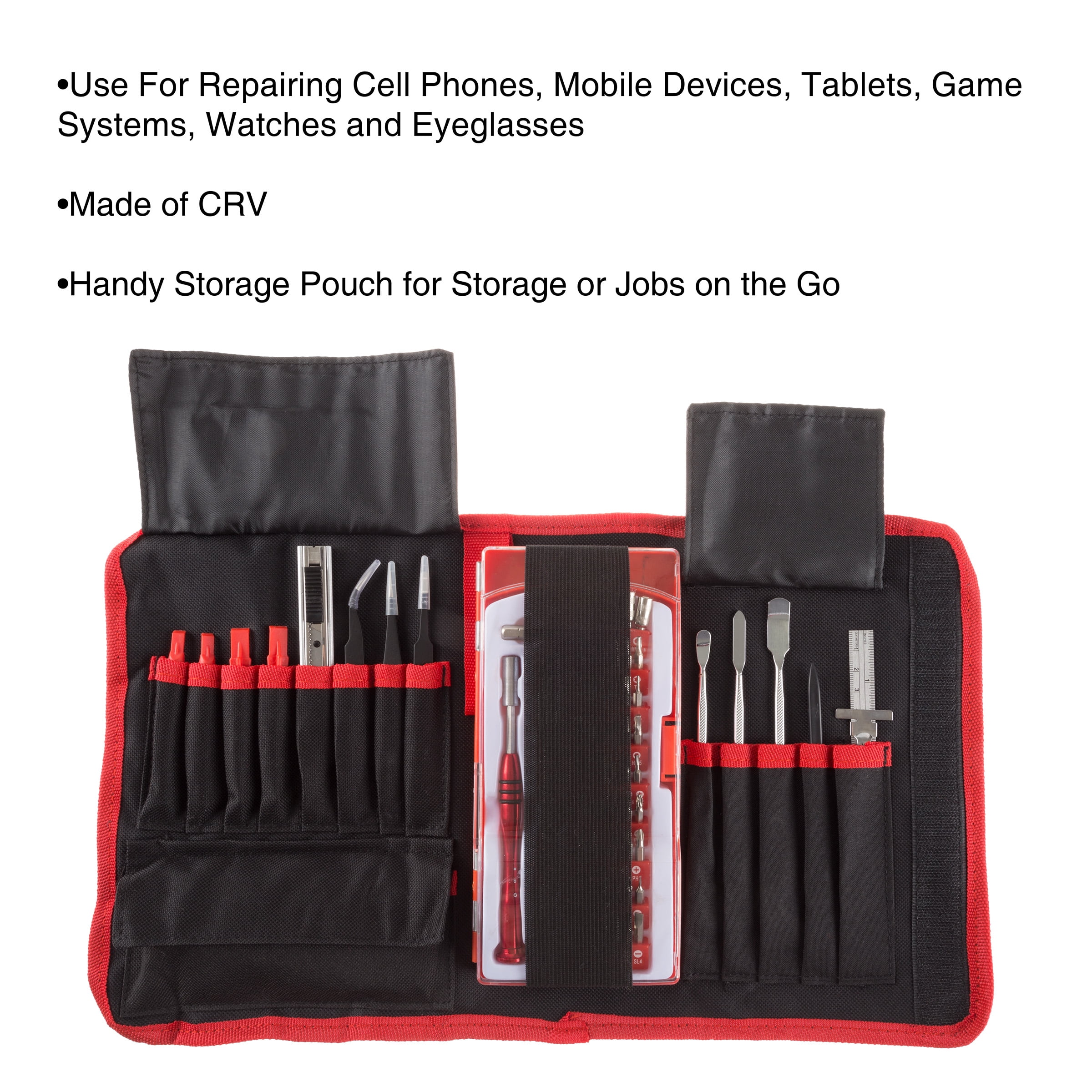 Stalwart Electronic Repair Tech Tool Kit- 70 Piece Set with Precision Screwdriver, Bits, Tweezers and More For Repairing Cell Phone/Tablet/Laptop