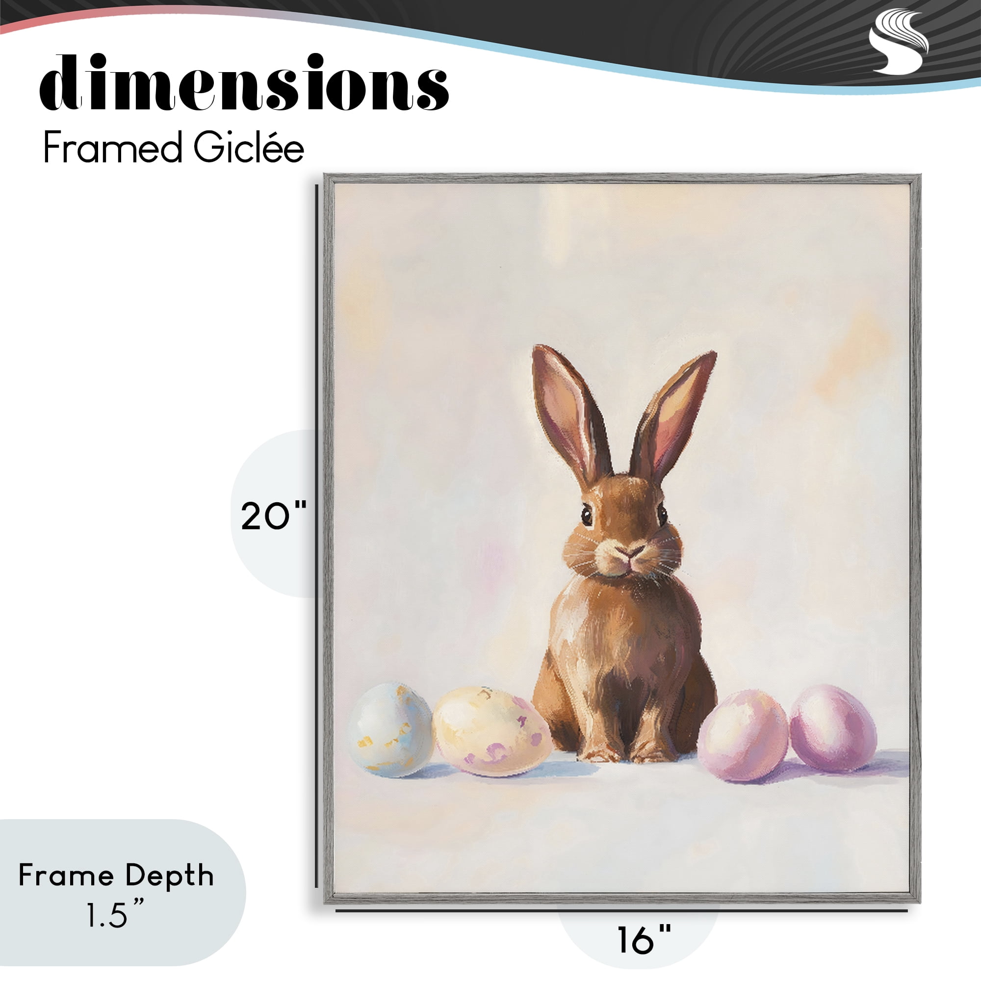 Stupell Industries Easter Bunny with Pastel Eggs Gray Framed Giclee Art, design by The Prints Vibe