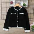 thumbnail image 2 of MKOSPLRT Button Down Knit Cardigans for Kids 5-14Y Crew Neck Long Sleeve Color Block Cardigan Sweaters Lightweight Jacket with Pockets, 2 of 10