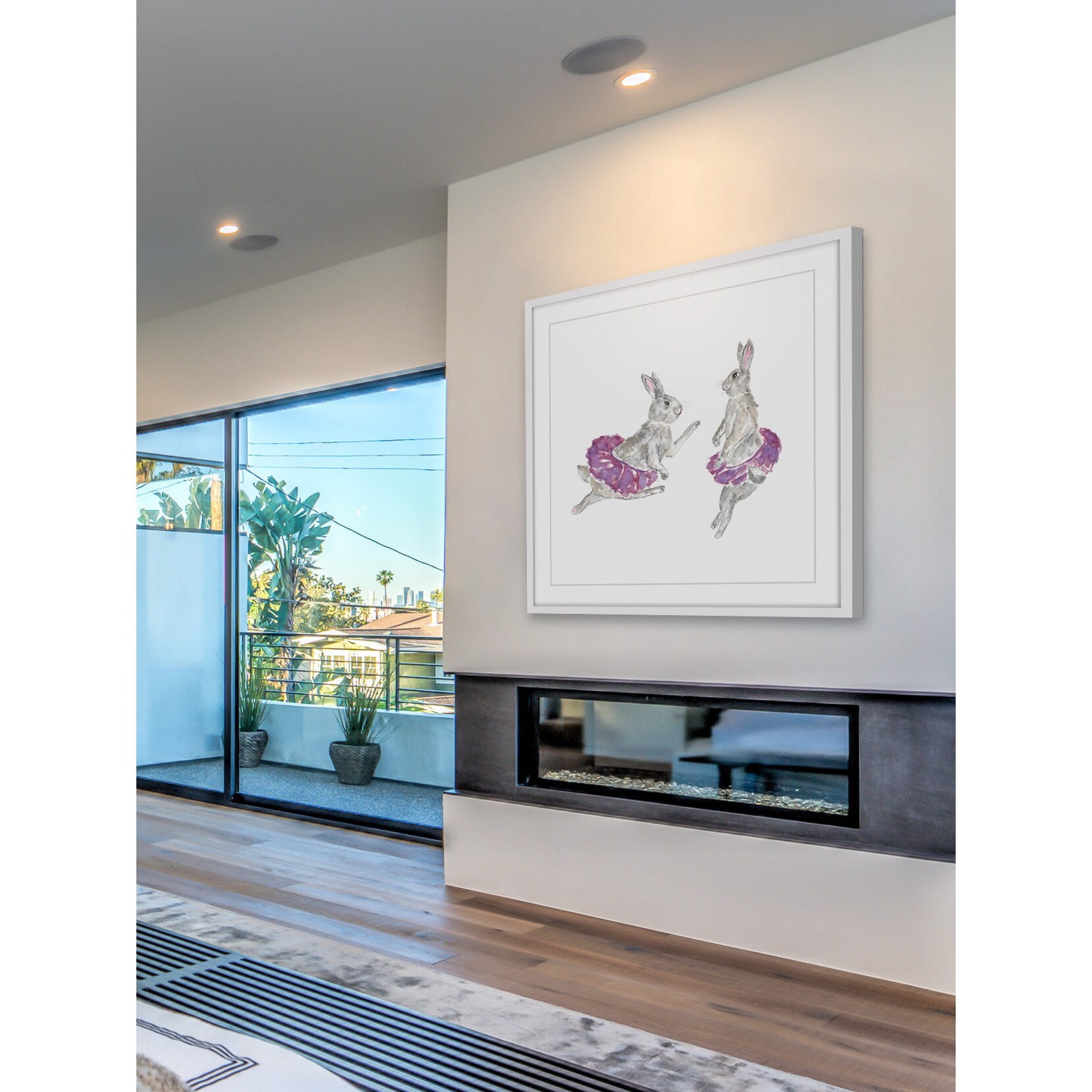 Marmont Hill "Dancing Rabbits" by Thimble Sparrow Framed Painting Print