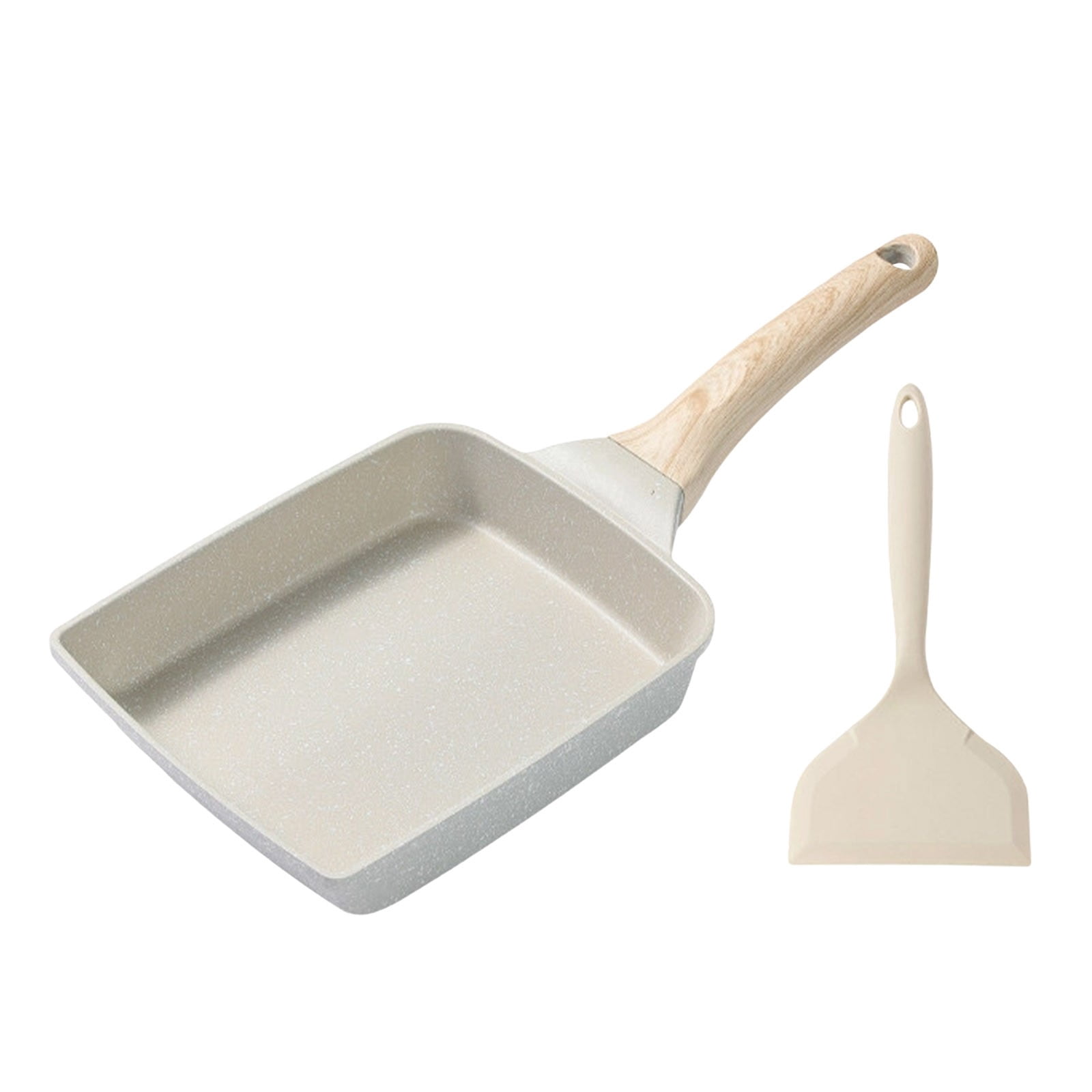 Zguuel Square Pan Set, 7Inch Frying Pan, Skillets and Frying Pans Non Stick Kitchen Pans Frying Pans For Everyday Cooking with A Spatula (White)