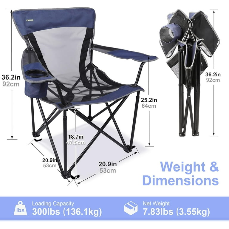 Camping Chair Portable Folding Chair Cooling Mesh Back Outdoor