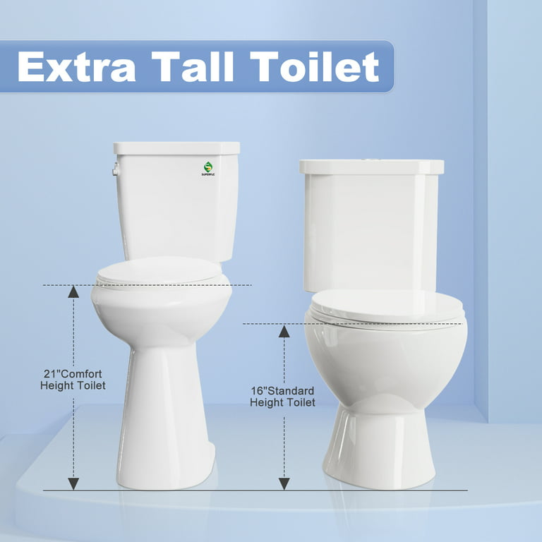 SUPERFLO Tall Toilet - 21 Inch Elongated Two Piece Extra Tall Toilets With  Comfort Chair Seat, 12 Rough In & Single Flush, High Toilets For Seniors