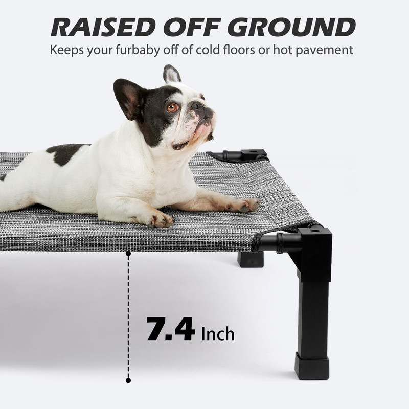 Elevated Dog Bed with Chew Proof Washable Breathable Mesh and Metal Frame, Portable No-Slip Feet for Outdoor or Indoor Use
