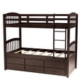thumbnail image 4 of Twin over Twin Wood Bunk Bed With Trundle & 3 Drawers, Espresso 20093, 4 of 9