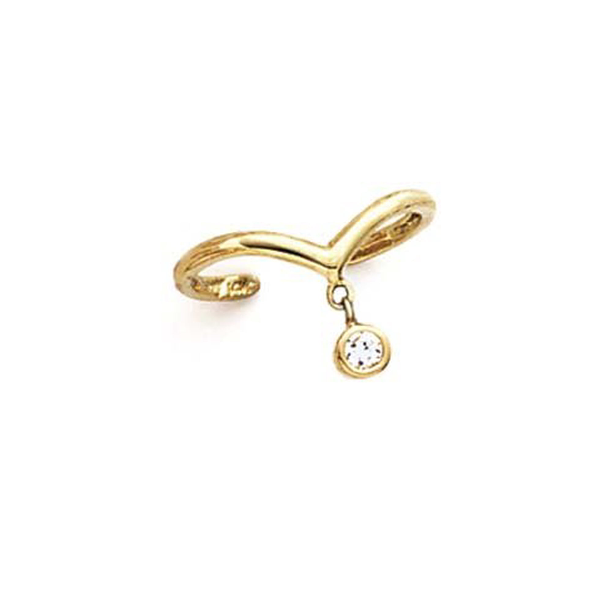 14k Yellow Gold Dangle Cubic Zirconia Cubic Zirconia Toe Ring