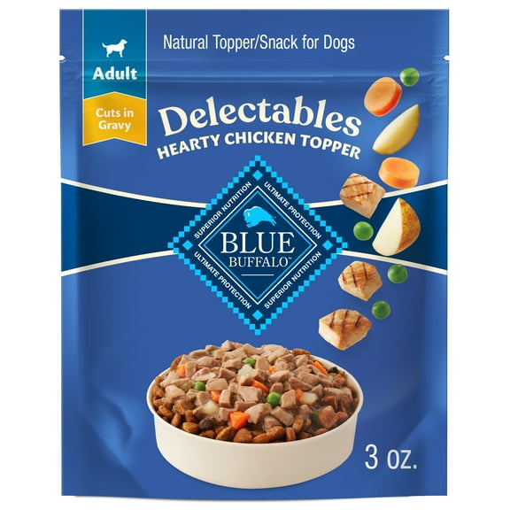 Blue Buffalo Delectables Natural Wet Dog Food Toppers, Tasty Chicken, 3-oz