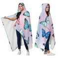 thumbnail image 2 of Wearable Blanket,Colorful Butterfly Pastel Pattern Hooded Wearable Flannel Blanket for Adults & Teens,Winter Poncho Shawl Wrap Cape Cozy Anti-Pill,50"x60", 2 of 5