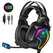 Beexcellent Gaming Headset for PS5 PS4 with 7.1 Surround Sound Noise Cancelling Flexible Mic RGB Light 3.5mm