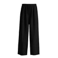 thumbnail image 3 of Kiijoy Girls Linen Wide Leg Pants Breathable Pull On Pants with Pocket, Black, Sizes 4-14, 3 of 3