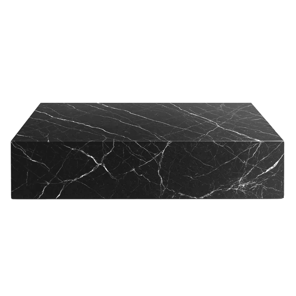 Genuine Marble Block Coffee Table - Black Marble, 54" Extra Large