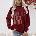thumbnail image 2 of Holzkary Women's Football Game Day Sweatshirt Graphic Print Sunday Long Sleeve Crewneck Fall Pullover Graphic Print Oversized Crewneck Sweatshirts Long Sleeve Pullover for Gameday Hoodies Wine M, 2 of 5