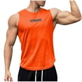 thumbnail image 2 of Men's Tank Top Undershirt Men's Summer Casual Sleeveless Fitness And Sports Comfortable Round-Neck Tank Orange M, 2 of 5