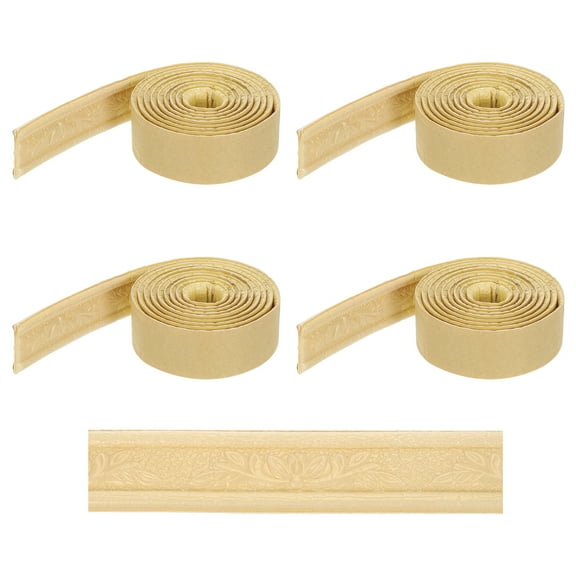Uxcell 4pcs Self-Adhesive 3D Wall Edging 90"x1.57" Flexible Peel and Stick Molding Trim for Wall Mirror Door Wardrobe Gap Sealing, Gold Tone