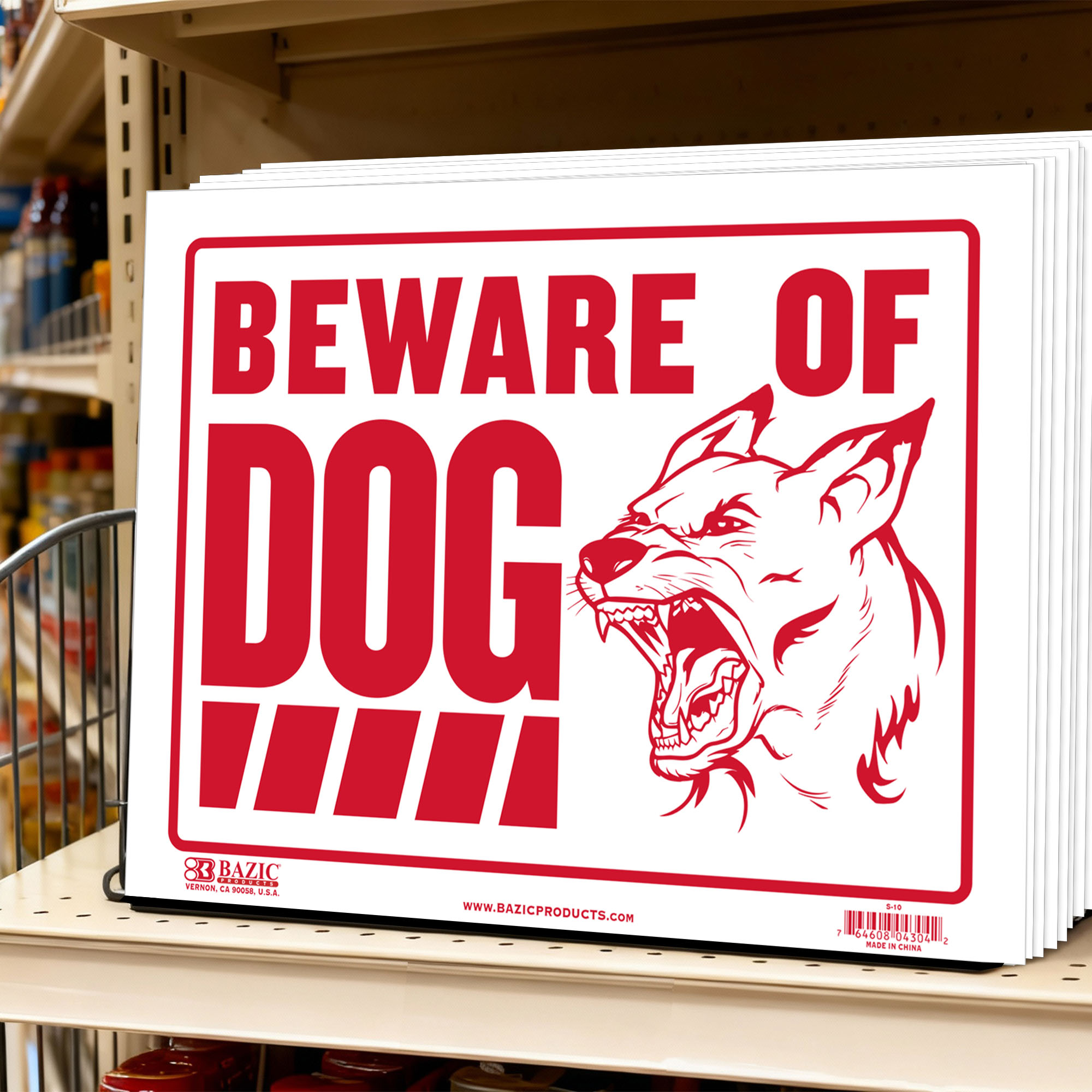 BAZIC Beware of Dog Sign 9"X12", Waterproof Indoor Signage, 4-Pack