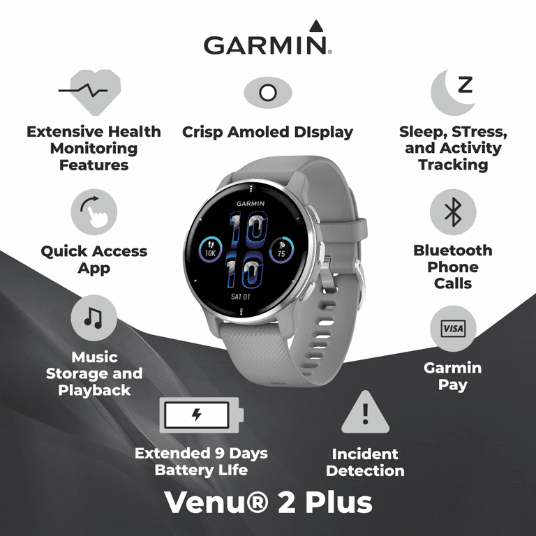 Garmin Venu 2 Plus GPS Multisport Smartwatch, 33 mm with AMOLED