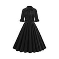 thumbnail image 1 of cfhntfmh Robes de Cocktail pour Femmes Vintage à Volants Manches 3/4 Robe Midi Élégante Nœud devant Invitée de Mariage Fête Bal Robe, 1 of 7