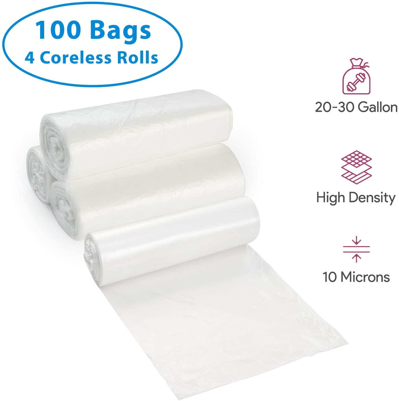 20 - 30 Gallon Trash Bags on Rolls Natural / Clear 30 x 37 10