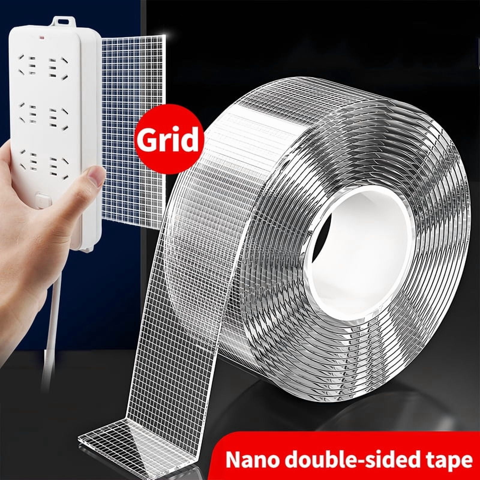5m Nano Double-Sided Adhesive Tape - Ultra-Strong adhesion， Clear, Removable & Waterproof - Heavy-Duty, Extra Sticky Strip for E