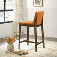 thumbnail image 4 of Xukmct Upholstered Counter Bar Chair with Wood Frame, Velvet Bar Stool for Living Room, Dining Room, Bar, Orange, 4 of 5