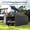 thumbnail image 6 of Grezone 10 x 20 ft Outdoor Canopy Carport Portable Car Tent Garage, 6 of 11