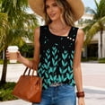 thumbnail image 4 of SYMOID Womens Sleeveless Asymmetrical Neckline Leaf Print Tank Top with Buttons, Summer Casual Blouse, Multicolor, Polyester Spandex Blend, Plus Size S-XXXL,Size 3XL, 4 of 8