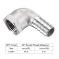 thumbnail image 4 of Unique Bargains 304 Stainless Steel Hose Barb Fitting Elbow Barb NPT Female Pipe Connector Adapter 15mm, 4 of 6