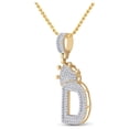 thumbnail image 2 of 10kt Yellow Gold Mens Baguette Diamond Crown D Letter Charm Pendant 3/4 Cttw, 2 of 2