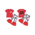 thumbnail image 3 of Baby Girl 2Pcs Baseball Outfits Short Sleeve Heart Print Tops + Flare Pants Set Toddler Clothes, 3 of 10