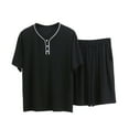 thumbnail image 5 of JTieacloth Men's Nightshirts Men's Summer V Neck Short Sleeve Top And Shorts Casual Style Pajama Loungewear Set Black, 5 of 5