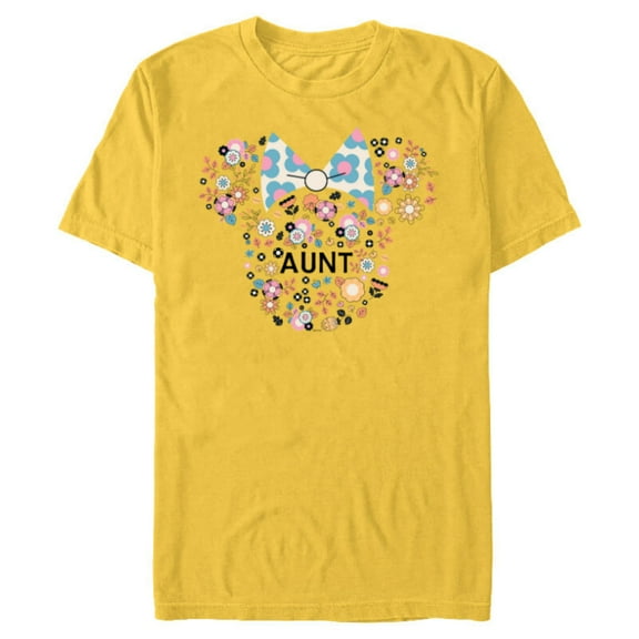 Disney Minnie Mouse Aunt Family Icon Flowers Mother’s Day - Short Sleeve Blended T-Shirt for Adults - Customized-Yellow
