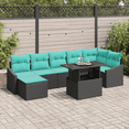 thumbnail image 1 of vidaXL Ensemble de Canapé de Jardin 8 Pcs avec Coussins en Rotin Poly Noir, 1 of 4