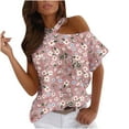 thumbnail image 2 of Pntutb Mujer Casual Camiseta Impreso Manga Corta Cuello Redondo Hombro Frío Pullover Blusa tops Pntutb Pntutb-1758, 2 of 5