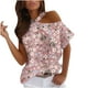thumbnail image 2 of Pntutb Mujer Casual Camiseta Impreso Manga Corta Cuello Redondo Hombro Frío Pullover Blusa tops Pntutb Pntutb-1756, 2 of 5