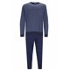 thumbnail image 1 of hajo pijama de hombre conjunto de 2 piezas - largo, puños, cuello redondo, Algodón Premium Azul 4XL (XXXX-Large), 1 of 3