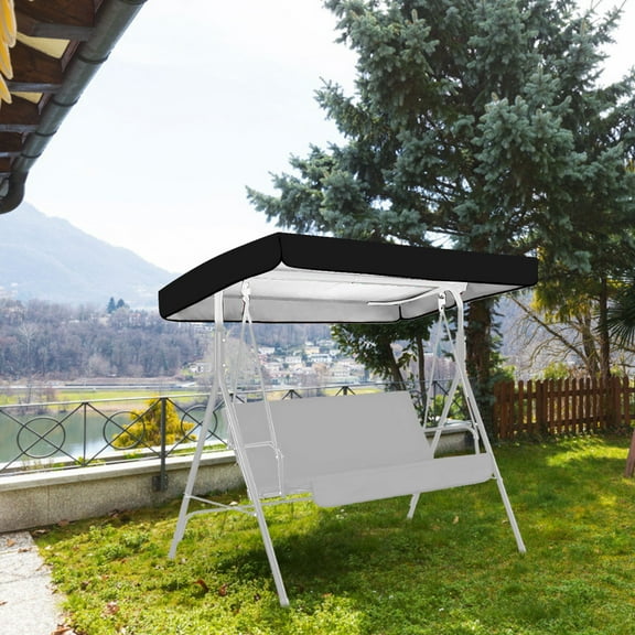 Outdoor Swing Canopy Replacement Cover - Heavy Duty Waterproof & Windproof 3-Seater Top Cover for Patio Swing Chairs - UV Protection Rip-Proof Garden Swing Cover 75"x47"x7" for Backyard, Porch