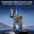 thumbnail image 5 of maxiaoxia Flame Lighter With 5 Flints Blue Visible Compartment Windproof Butane Gas Lighter Adjustable Soft Flame And Flame 2-in-1 Refillable Butane Lighte Cigar Lighter For Father's Day Birthday, 5 of 5