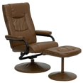 thumbnail image 1 of Contemporary Palimino Leather Recliner and Ottoman with Leather Wrapped Base, 1 of 9