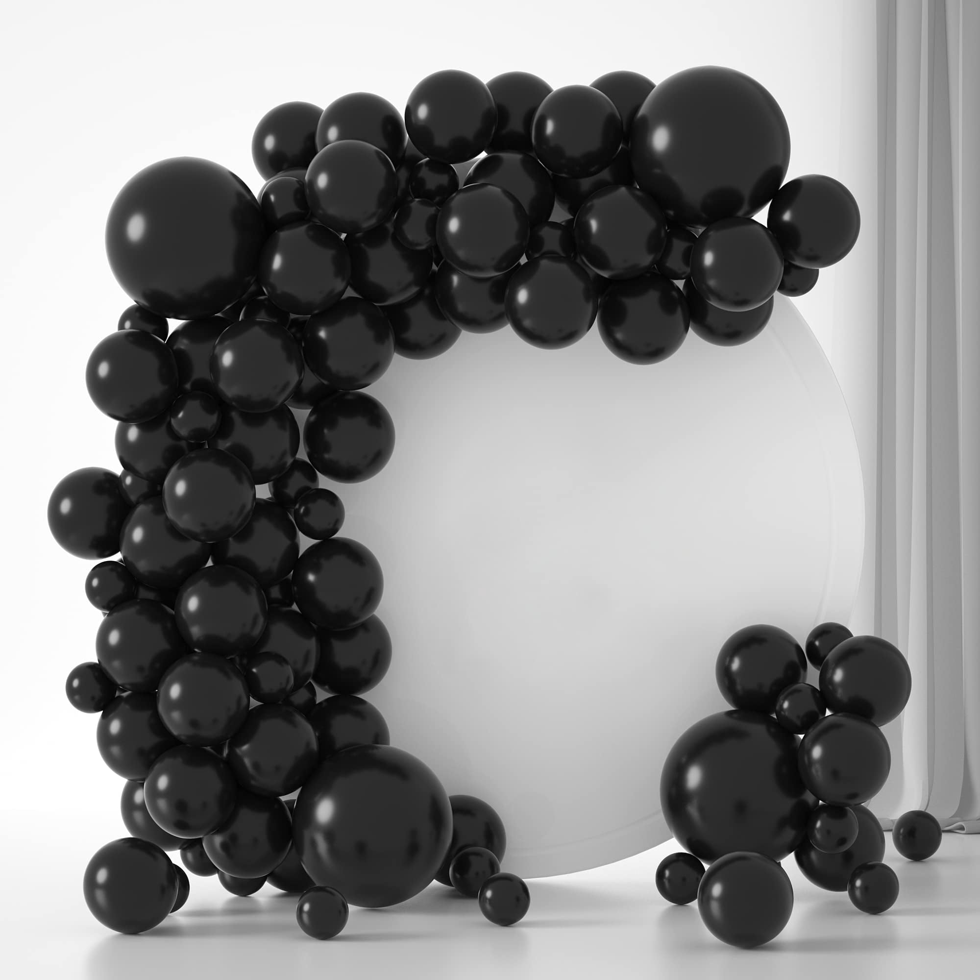 Black Balloons Garland Arch Kit 5 inch +12 inch +18 inch black balloons