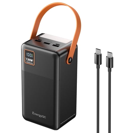 EnergyQC Portable Power Bank 130W USB C Charger 72000mAh Fast Charging for Laptop MacBook iPhone Samsung