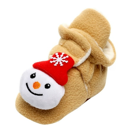 

Binmer Christmas Toddler Kids Baby Girls Boy Plush First Walk Slip-On Keep Warm Shoes