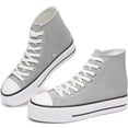 thumbnail image 1 of Zapatos de lona con plataforma alta para mujer, cómodas zapatillas de lona con plataforma alta a la moda para mujer, lindas zapatillas de lona de media pantorrilla., 1 of 5