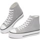thumbnail image 1 of Zapatos de lona con plataforma alta para mujer, cómodas zapatillas de lona con plataforma alta a la moda para mujer, lindas zapatillas de lona de media pantorrilla., 1 of 5