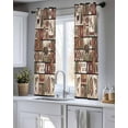 thumbnail image 5 of Country Patch Plaid Sheer Curtains 54 Inch Length 2 Panels Set for Living Room/Bedroom, Brown Farmhouse Retro Bear Deer Cabin Kitchen Curtains Grommet Semi-Sheer Curtains Window Treatments 42"x54"x2, 5 of 7