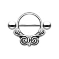 thumbnail image 1 of Nipple Piercing Shield Lace Swirls with Clear CZ Surgical Steel - 1Pair, 1 of 5