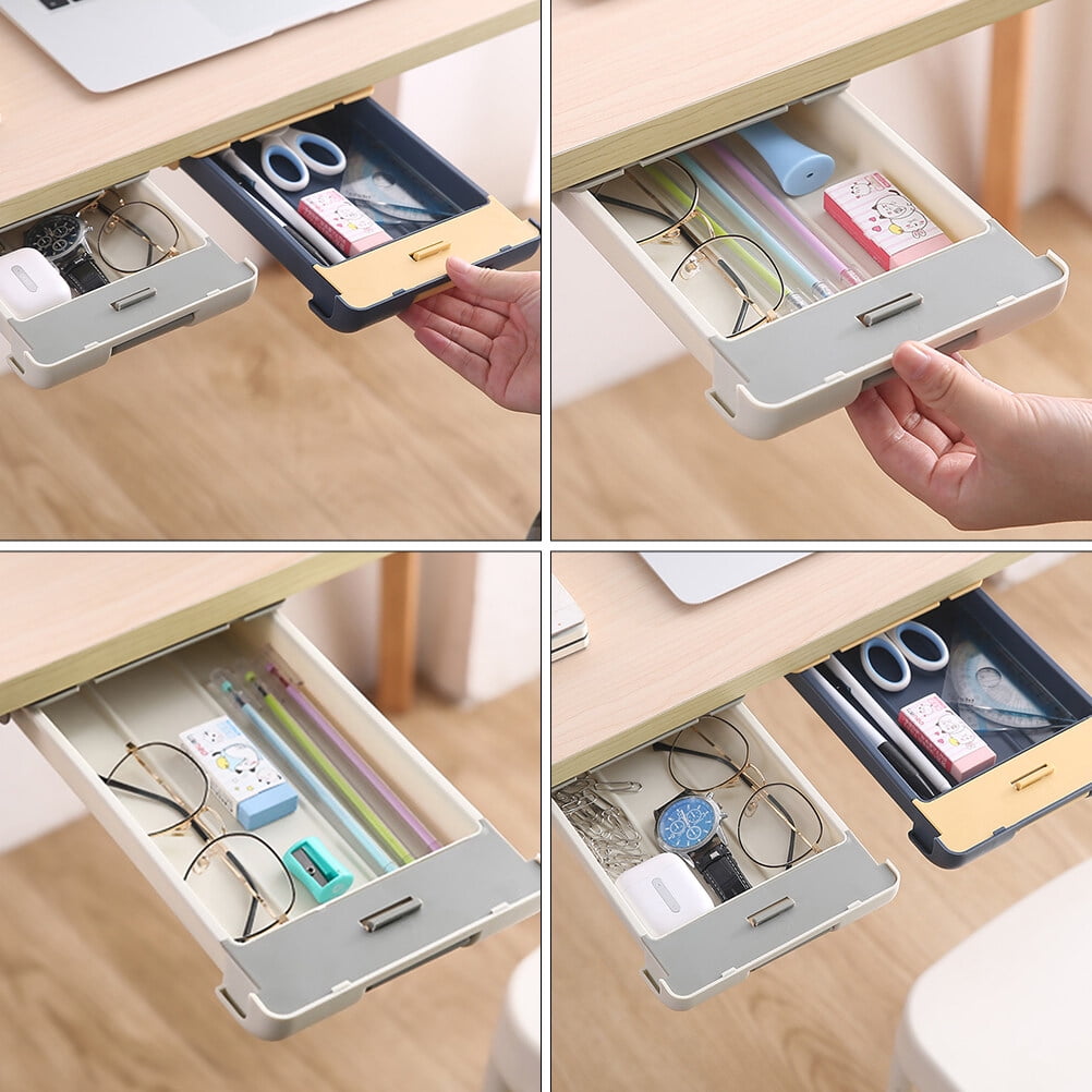 Set of 3 Storage Pull Out Drawers Pencil Table Box under Hidden Office Work