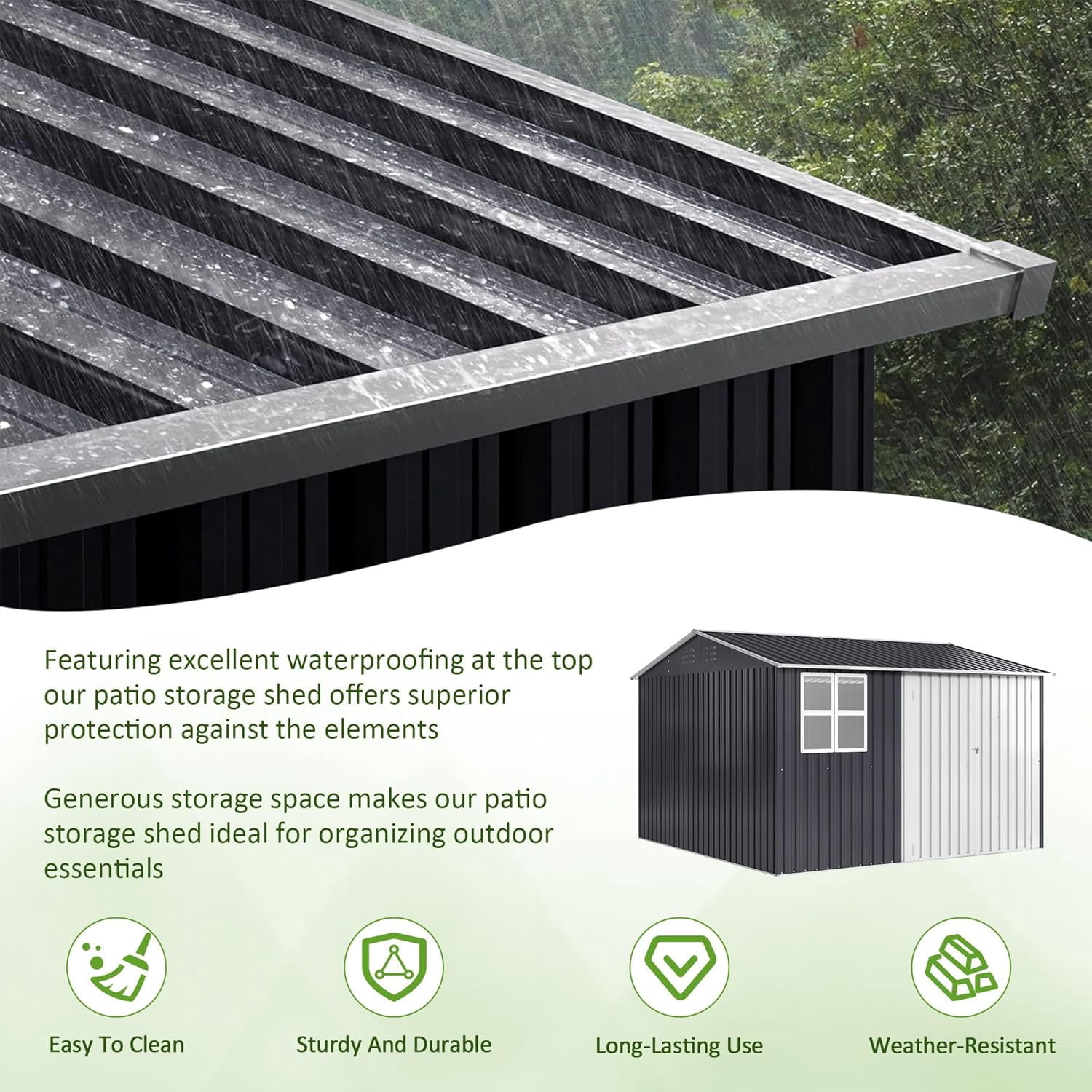 10x10 FT Outdoor Storage Shed, Metal Garden Tool Shed with Updated Frame Structure, Lockable Doors and Windows, Ideal for Backyard Garden Patio Lawn